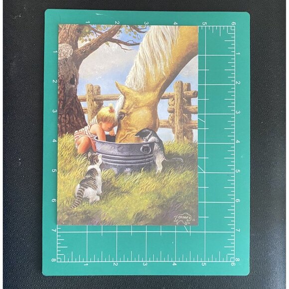 Combo Leanin' Tree Greeting Card/Magnet Horse Cats Child Country Don Crook© VTG - Picture 7 of 11